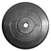 Диск обрезиненный MB Barbell Диск обрезиненный d 31 мм чёрный 15,0 кг Atlet